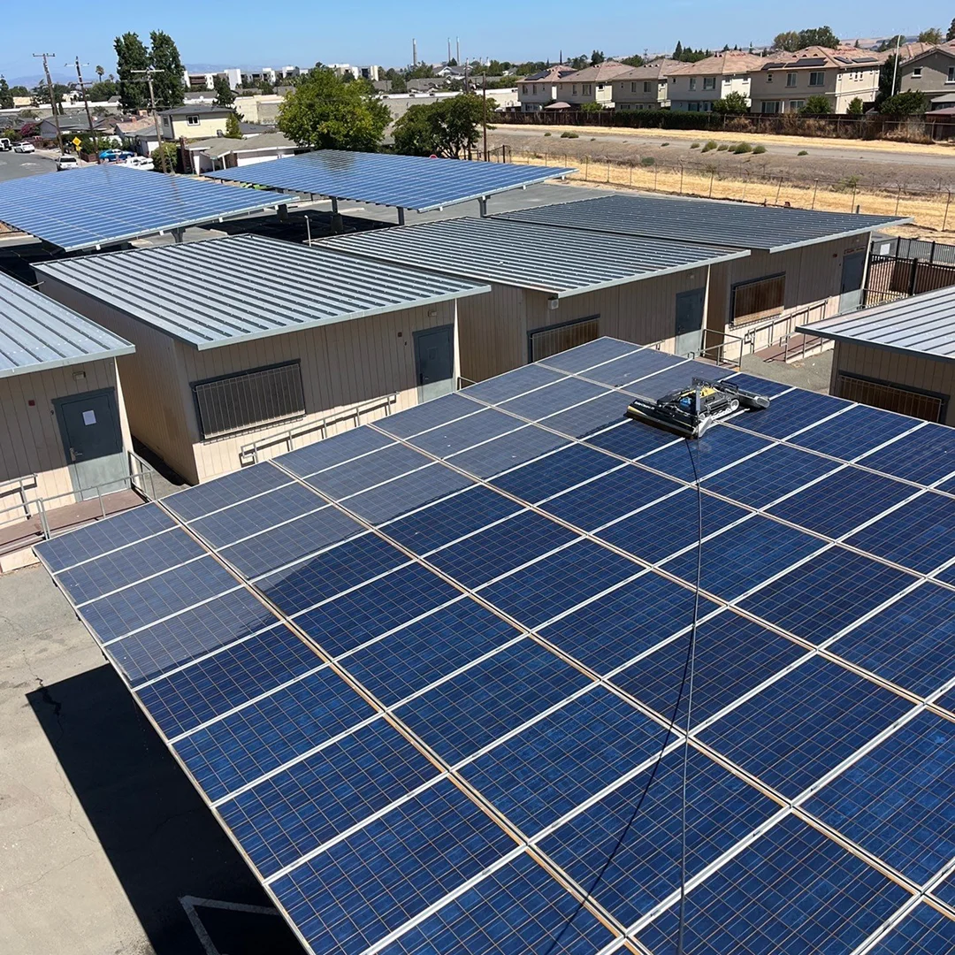 Commercial solar panel cleaning, East Bay school district