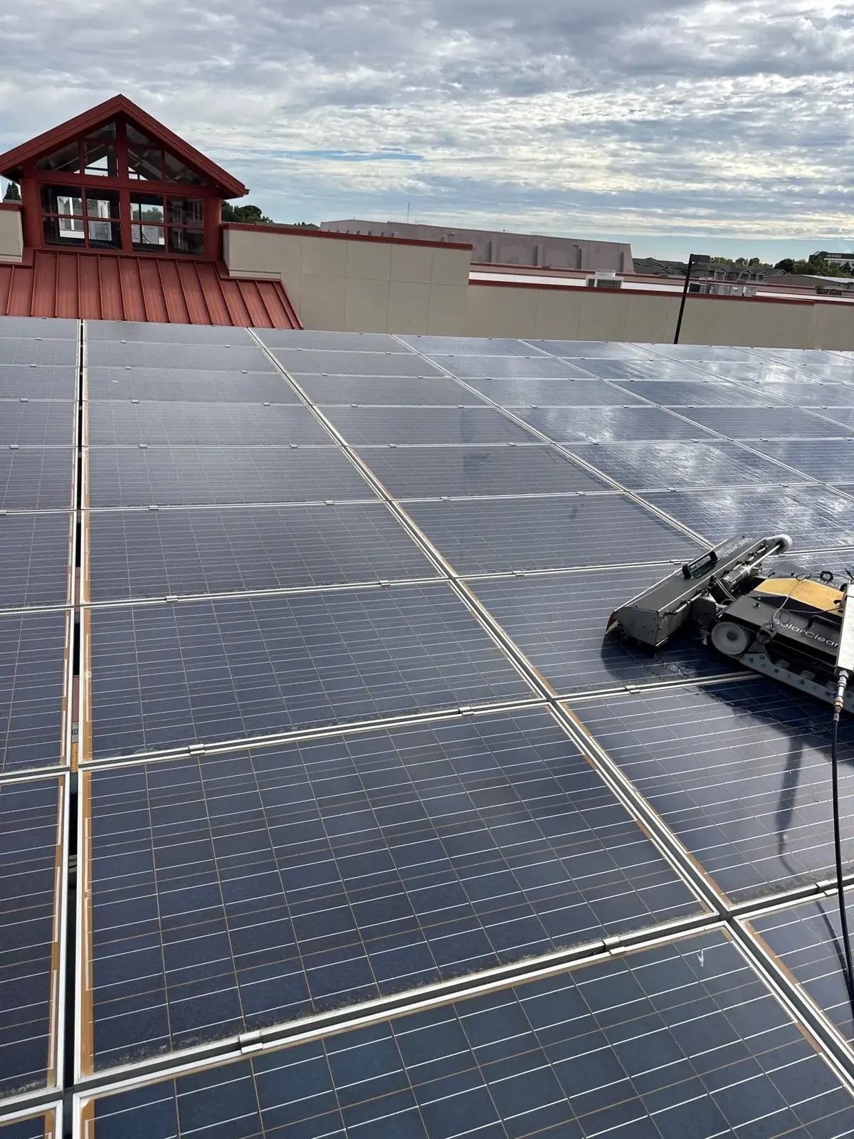 School district solar carport panels under an overcast sky, Pittsburg CA