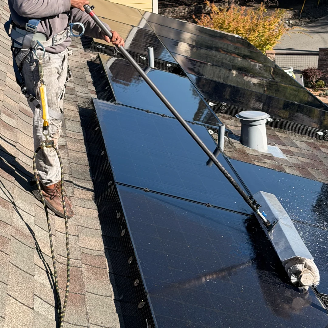 Residential solar panel washing in Walnut Creek CA using non-abrasive cleaning techniques