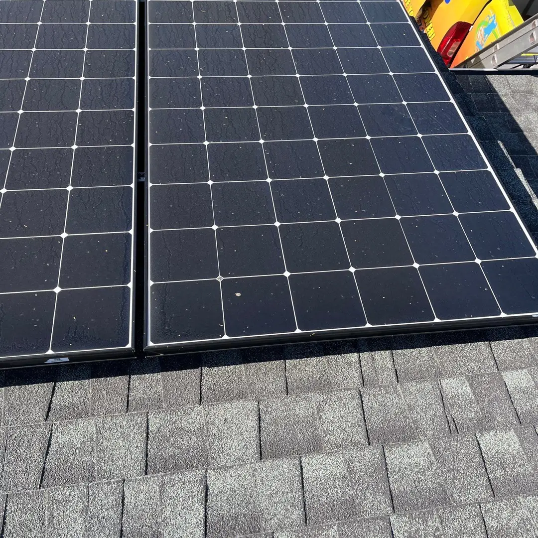 Solar panel maintenance service for a Dublin CA home showing clean panel rows